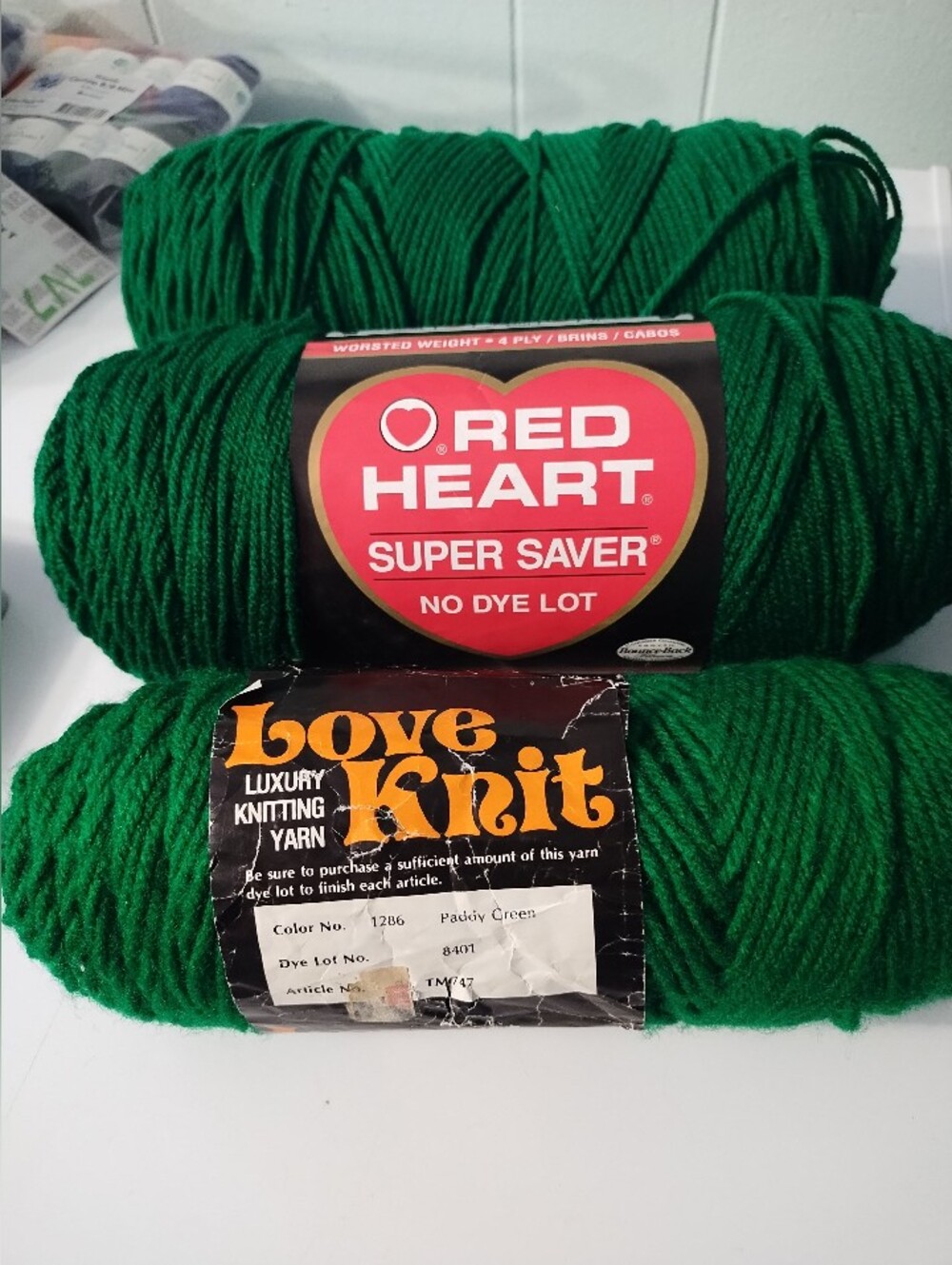 Red Heart Super Saver & Love Knit Yarn Bundle - Paddy Green